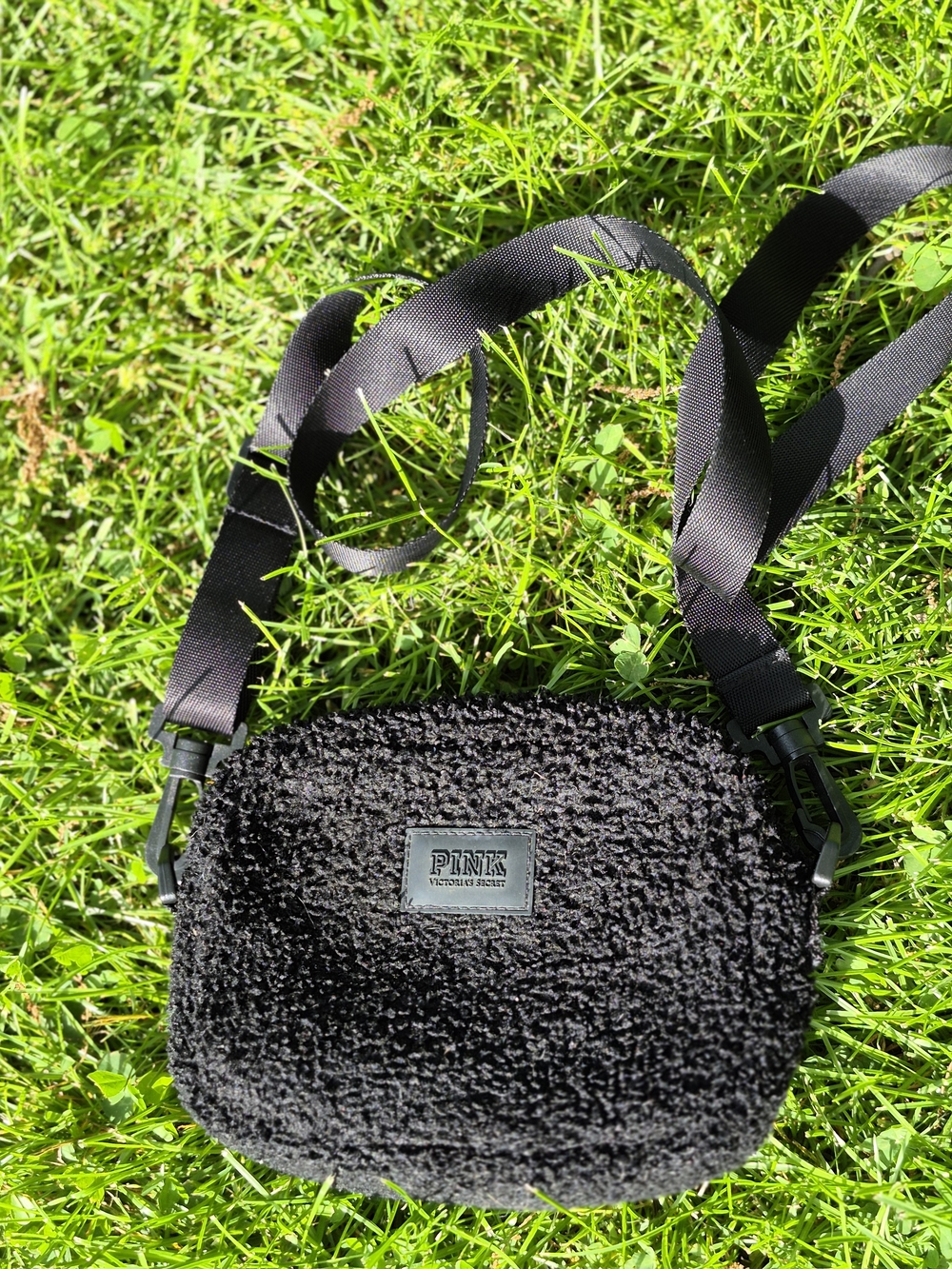 PINK Victoria's Secret Black Sherpa Crossbody Bag